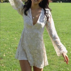 White cream lace dress from Revolve. Long sleeve